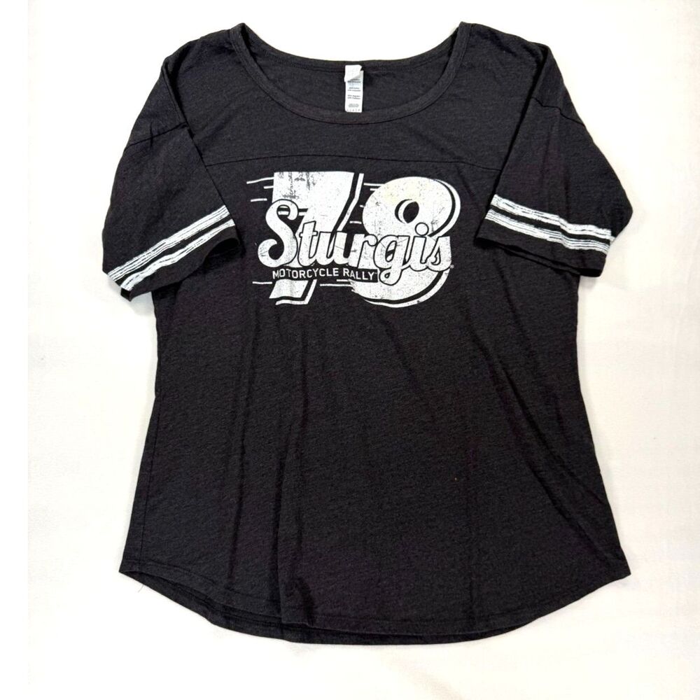 Sturgis 78 Motorcycle Rally Vintage Style Dark Grey Womens Tee Size L